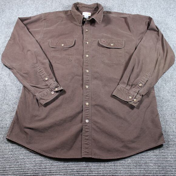 Carhartt Shirt Mens 2XLT Dark Brown Button Front Work Tall Canvas - Picture 1 of 7